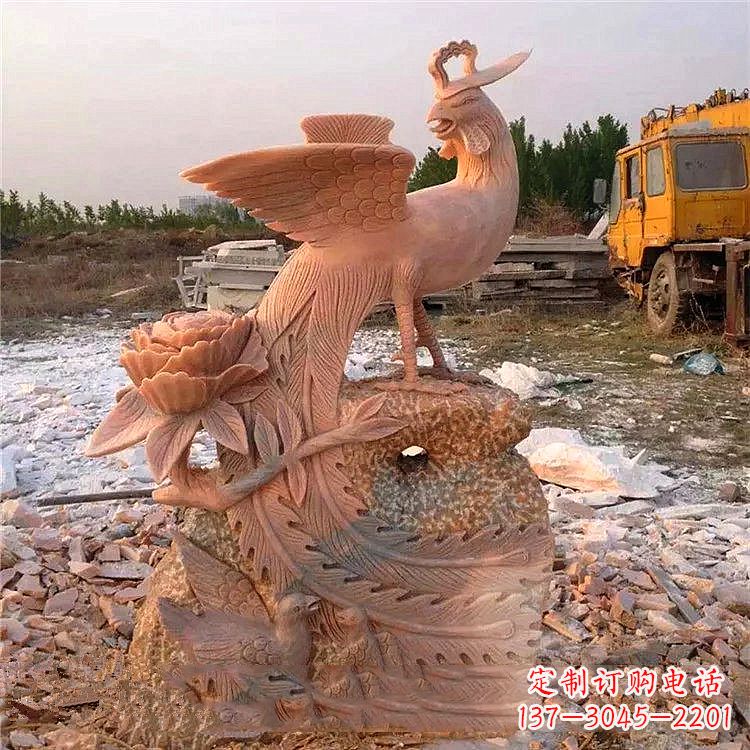 青岛中国古代传说中的瑞鸟凤凰牡丹石雕