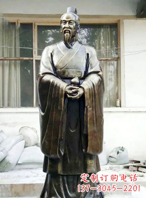 青岛中国古代名医扁鹊铸铜雕像半身像