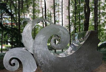 青岛园林不锈钢海浪抽象雕塑