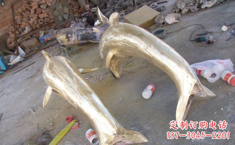 青岛铸铜海豚公园动物铜雕