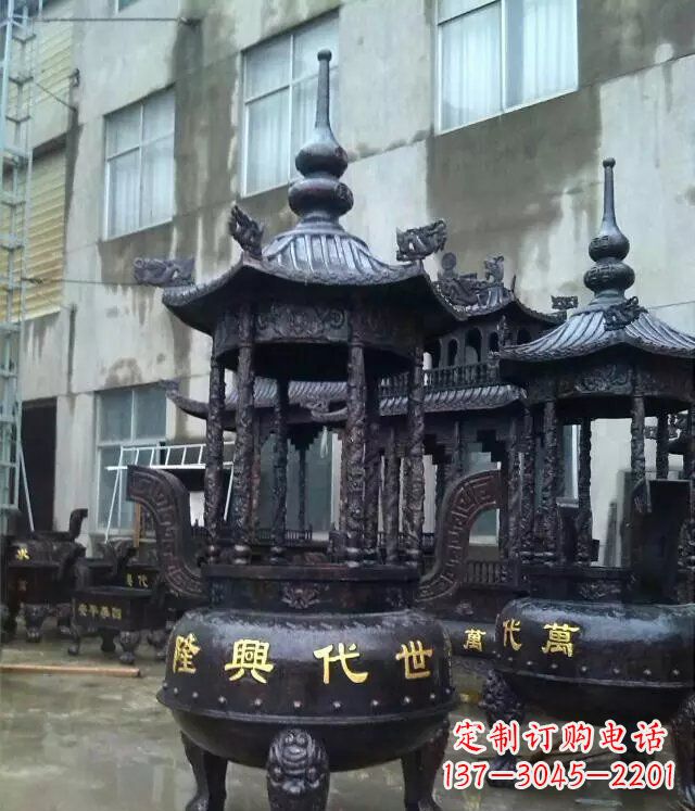 青岛铸铜寺庙香炉铜雕 (3)