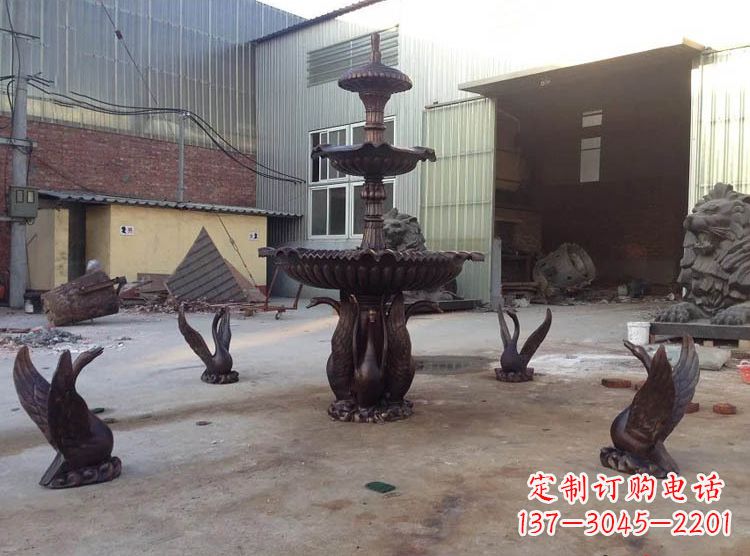青岛铸铜天鹅喷泉雕塑