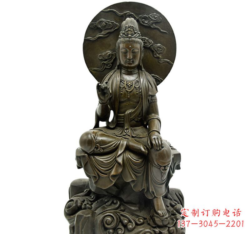 青岛自在观音菩萨仿古铜雕佛像