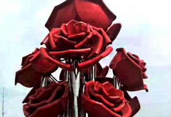 青岛大型不锈钢玫瑰花雕塑