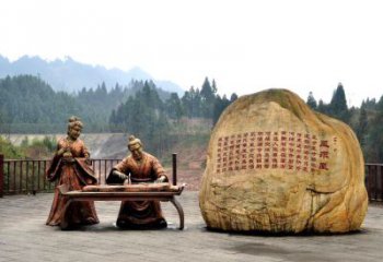 青岛卓文君与司马相如凤求凰公园景观雕塑-历史典故人物情景雕塑