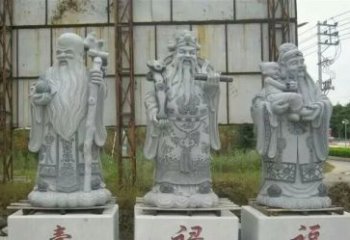 青岛宗教庙宇大理石福禄寿雕塑