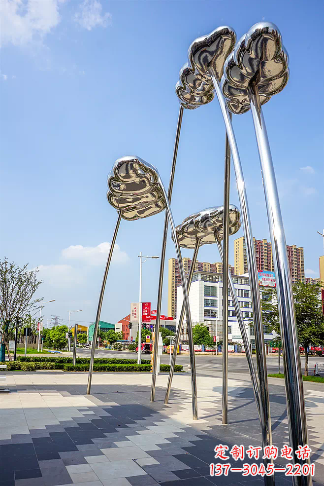 青岛荷叶雕塑-广场不锈钢抽象艺术荷叶雕塑