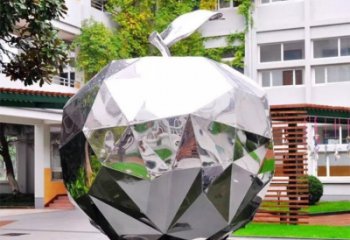 青岛水果雕塑-别墅园林几何镜面户外不锈钢水果雕塑