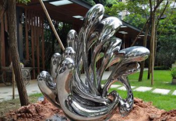 青岛景观雕塑-公园创意不锈钢镜面珊瑚景观雕塑